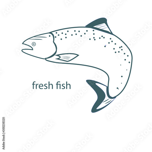 tuna fish vector  Seafood logo and Always Fresh