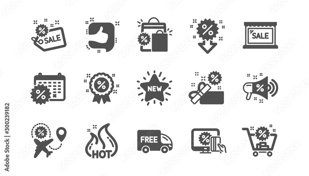 Discount icons. Shopping, Sale and New. Hot offer classic icon set. Quality set. Vector Discount icons. Shopping, Sale and New. Hot offer classic icon set. Quality set. Vector
