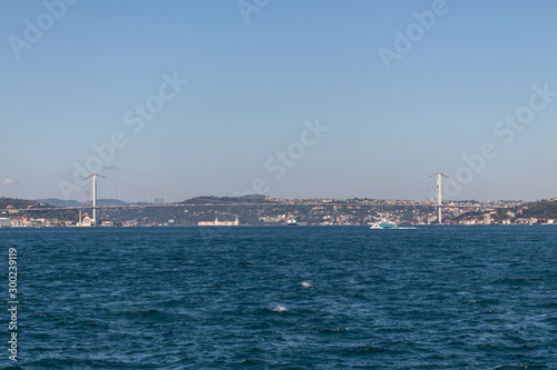 Panoramic view from Bosporus to city of Istanbul, Turkey