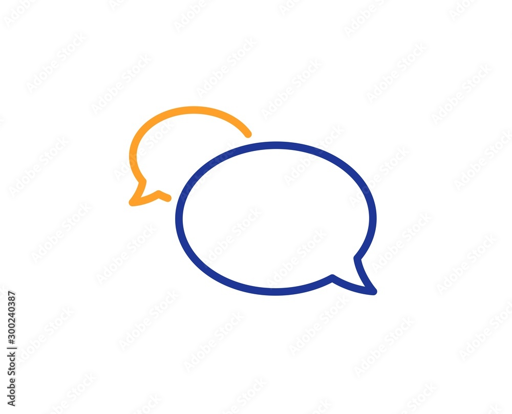 Speech bubble sign. Messenger line icon. Chat message symbol. Colorful outline concept. Blue and orange thin line messenger icon. Vector Speech bubble sign. Messenger line icon. Chat message symbol. Colorful outline concept. Blue and orange thin line messenger icon. Vector