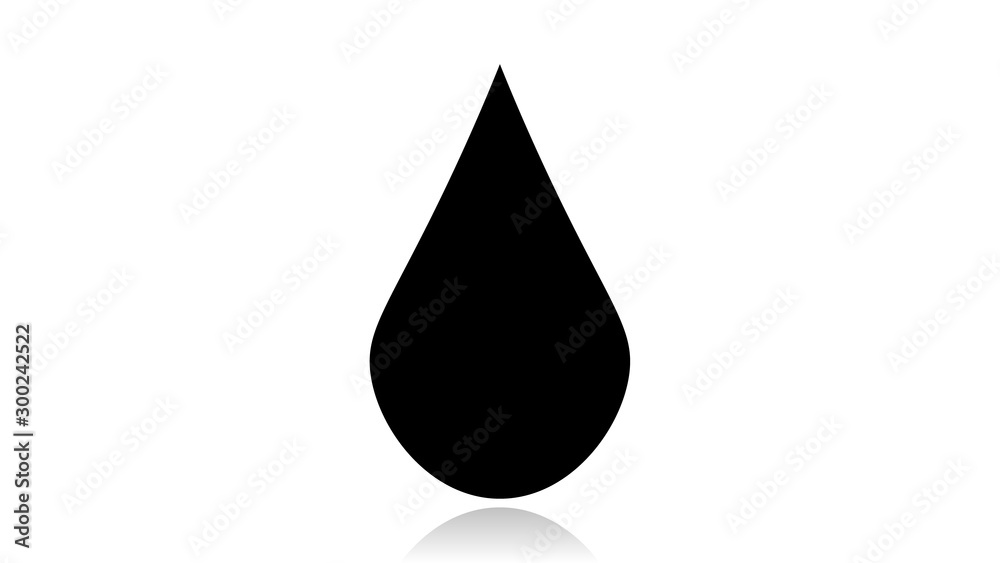 Drop icon vector design. Black icon with reflection isolated on the white background Drop icon vector design. Black icon with reflection isolated on the white background