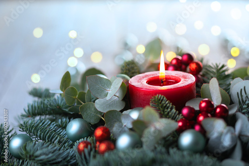 Burning Advent Candle - Christmas Still Life - Xmas Card