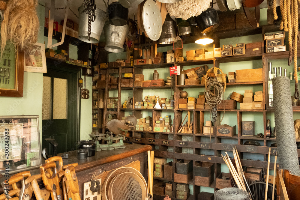 Old fashioned Victorian shop at Black Country Museum Stafford England UK - obrazy, fototapety, plakaty 