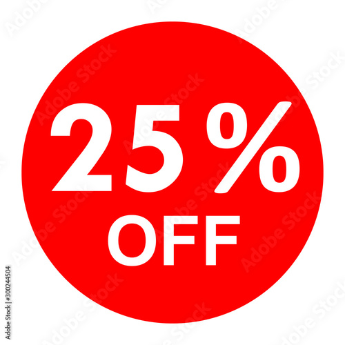Sale - 25 percent off - red tag isolated - vector