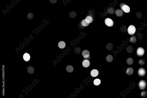 white bokeh abstract on Black background 