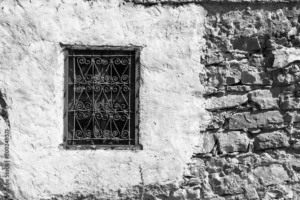 Old windows in old Moroccan city