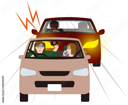 煽り運転の対処.ベクター素材.