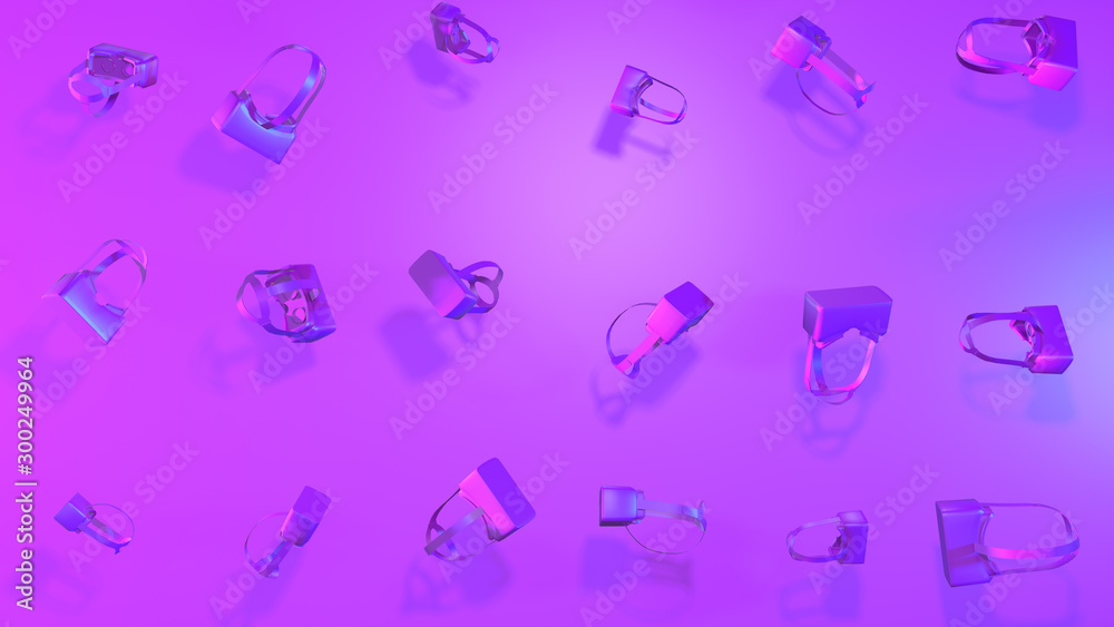 Virtual reality VR goggles modern retro background - 3D Illustration render Virtual reality VR goggles modern retro background - 3D Illustration render