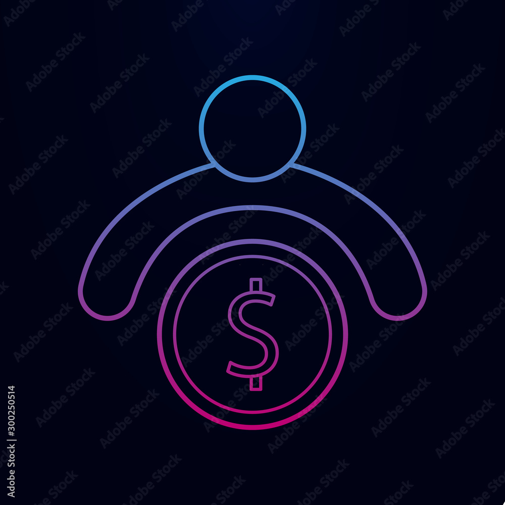 A man with money nolan icon. Simple thin line, outline vector of banking icons for ui and ux, website or mobile application A man with money nolan icon. Simple thin line, outline vector of banking icons for ui and ux, website or mobile application