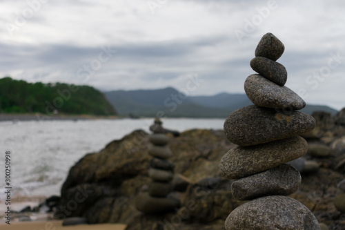 Stone sculpture on the beach