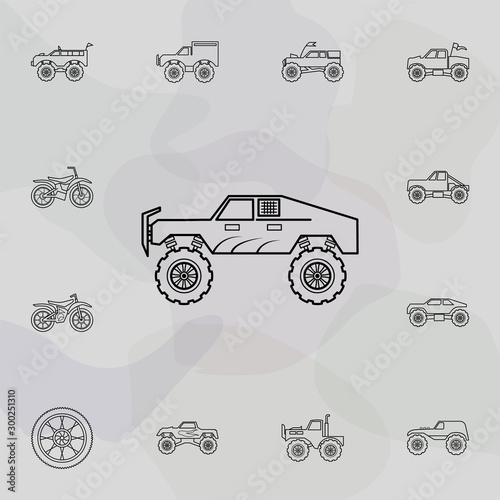 Bigfoot car icon. Bigfoot car icons universal set for web and mobile