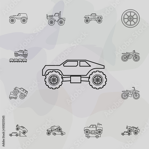 Bigfoot car icon. Bigfoot car icons universal set for web and mobile