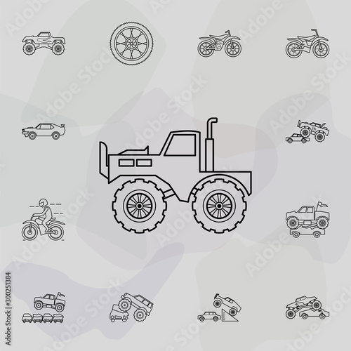 Truck bigfoot car icon. Bigfoot car icons universal set for web and mobile