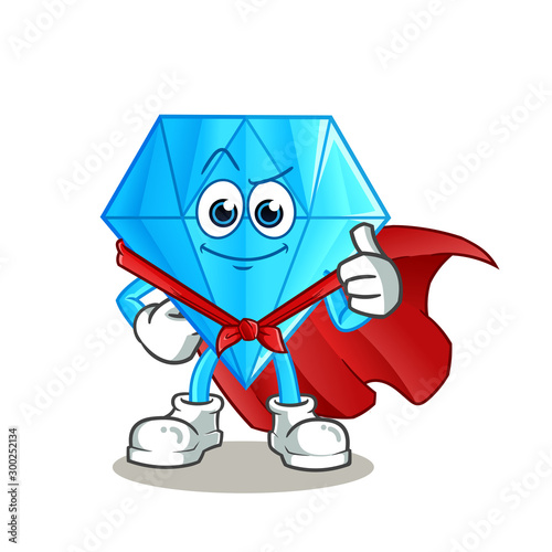 diamond super hero mascot vector cartoon illustration