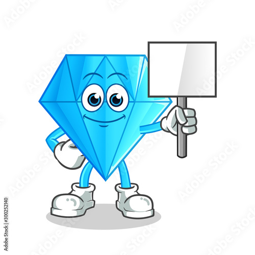 diamond announcement board mascot vector cartoon illustration
