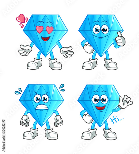 set of diamond mascot vector cartoon art illustration