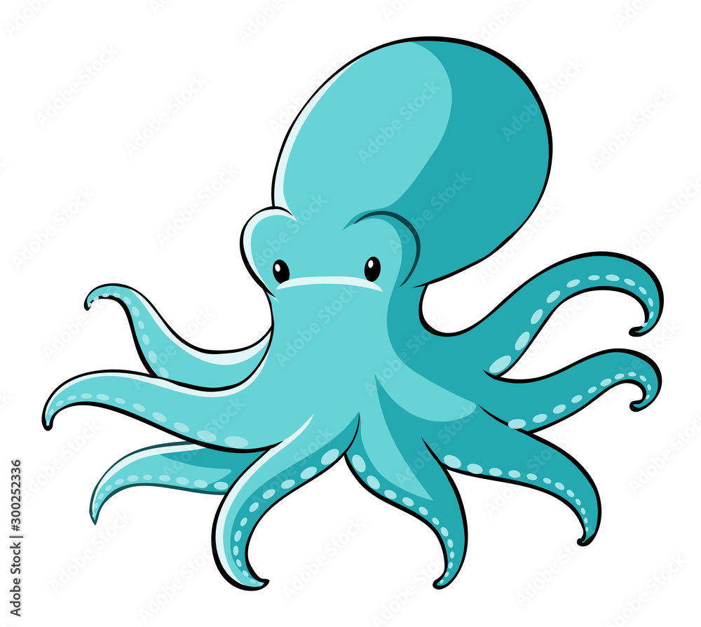 Obraz premium Blue octopus on white background