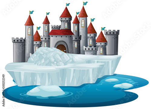 Scene with castle towers on ice