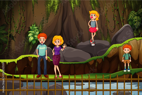 Scene with family at the mountain