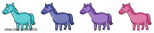 Four horses in different color