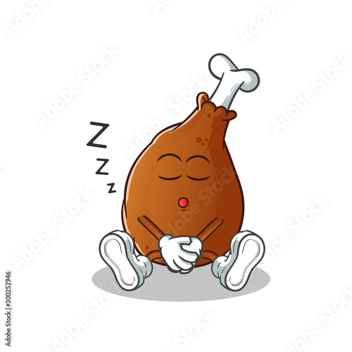 fried chicken sleep mascot vector cartoon illustration