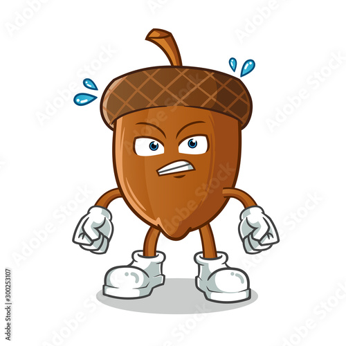 nut angry mascot vector cartoon illustration