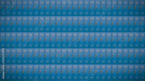 130 Blue High School Lockers, Widescreen for Video