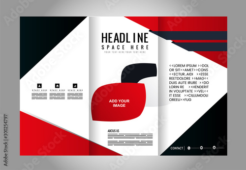 Professional Business Trifold Brochure, Template or Flyer design with free space for your image.
