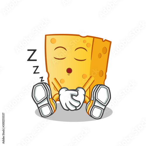 cheese sleep mascot vector cartoon illustration