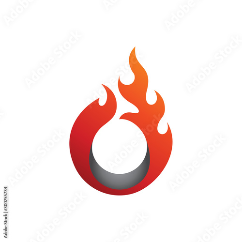 Letter O logo with fire flame shape, emblem, design concept, creative symbol, icon business or corporate