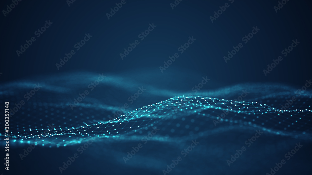 Technology digital wave background concept.Beautiful motion waving dots ...