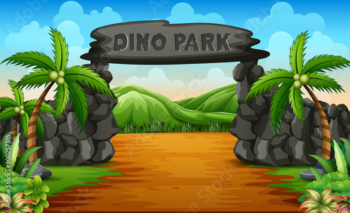 A dino park entrance background
