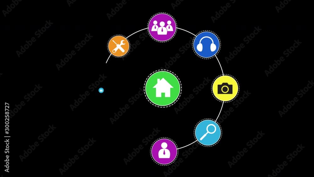 Icon set menu circle rotation 2D motion graphic technology, loop up Icon set menu circle rotation 2D motion graphic technology, loop up