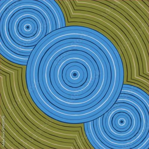 Riverbank abstract Aboriginal dot painting in vector format