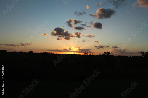 atardecer, sol, paisaje