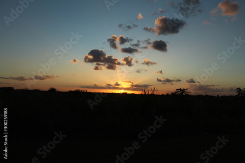 atardecer, sol, paisaje