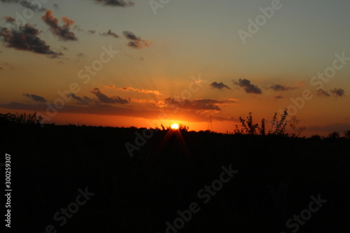 atardecer, sol, paisaje