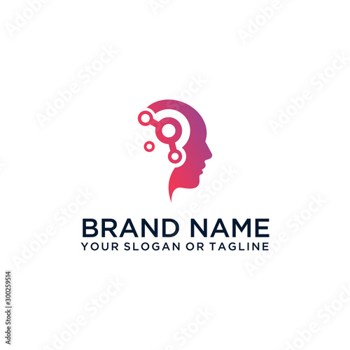human tech logo design vector