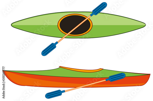 Boat kayak type overhand and from the side