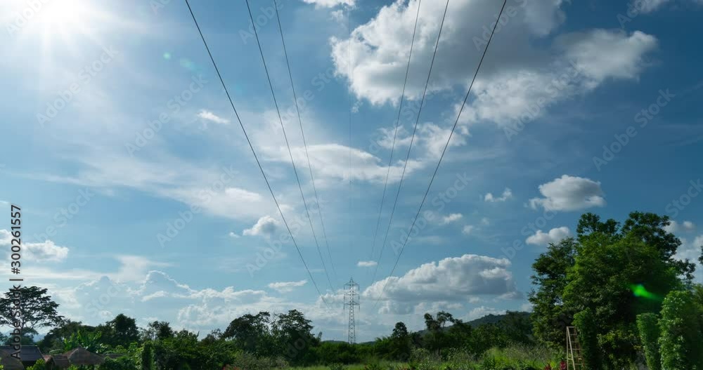 timelapse of landscape with electric pylon timelapse of landscape with electric pylon