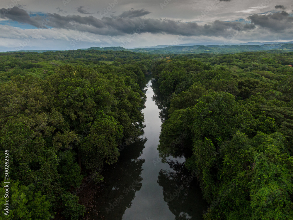 Beautiful aerial view river corobici in the jungle of Costa Rica Beautiful aerial view river corobici in the jungle of Costa Rica
