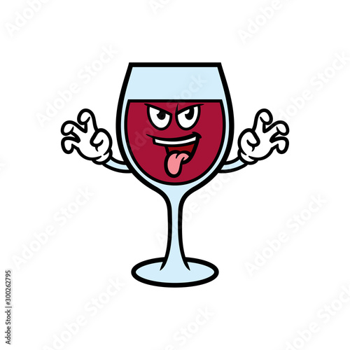 Cartoon Scaring Wine Character Illustration