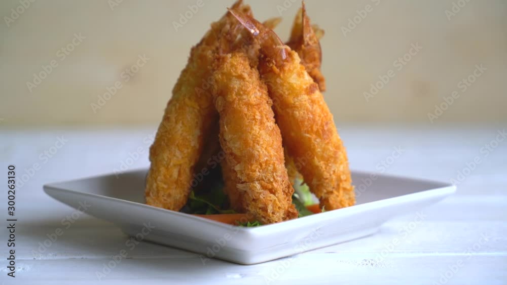 batter-fried prawns  on white plate
