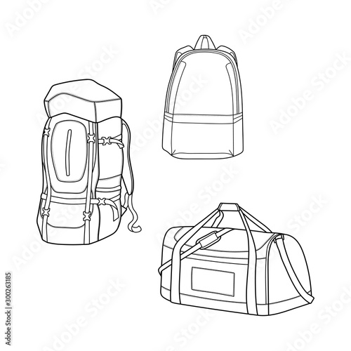illustration of the types of bag design outline isolated white background