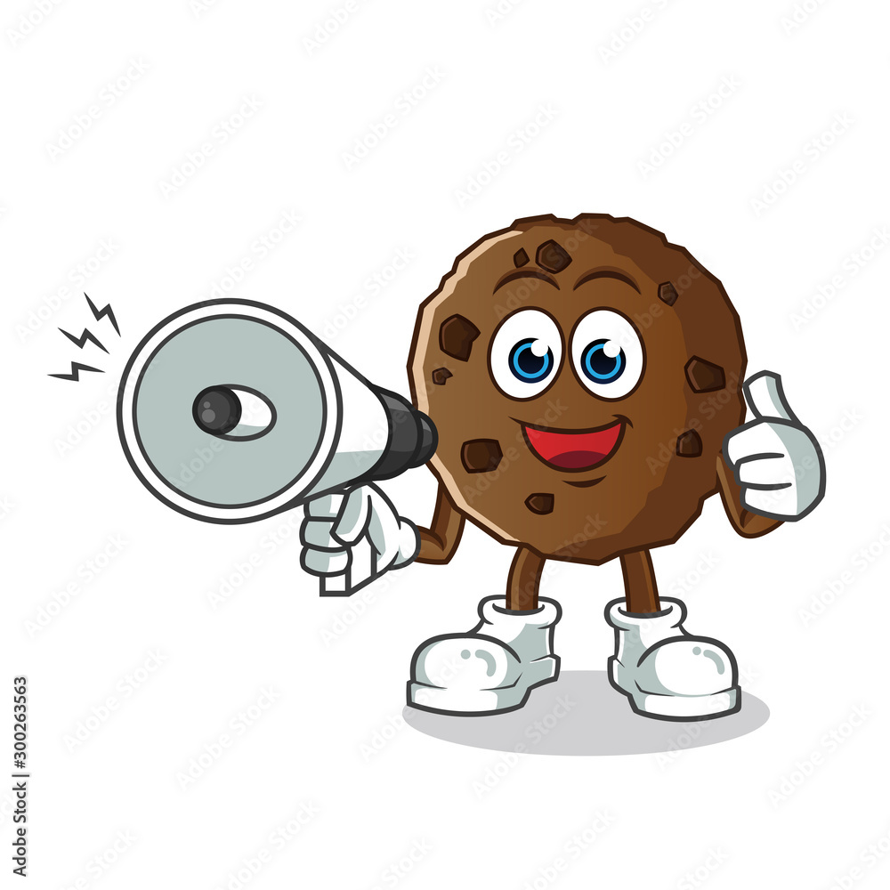 cookie hold handy loudspeaker mascot vector cartoon illustration cookie hold handy loudspeaker mascot vector cartoon illustration
