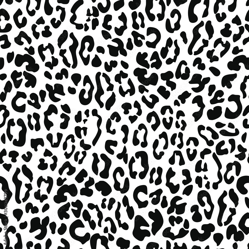 Leopard seamless pattern with black and white.
