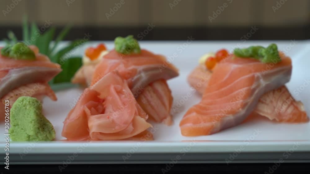 salmon sushi rolls - japanese food salmon sushi rolls - japanese food