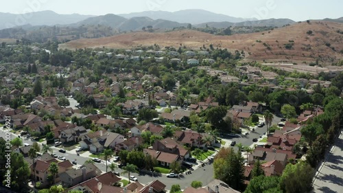 Drone flies over real estate of wealthy people in Calabasas, Los Angeles County. photo