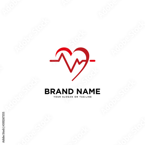 concept of logo design heart rate vector template