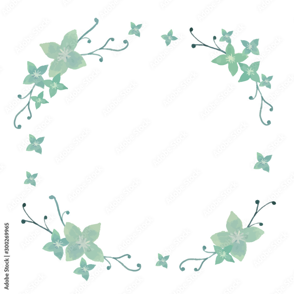 手描き水彩イラスト 水色の花のフレーム素材 Stock Vector Adobe Stock